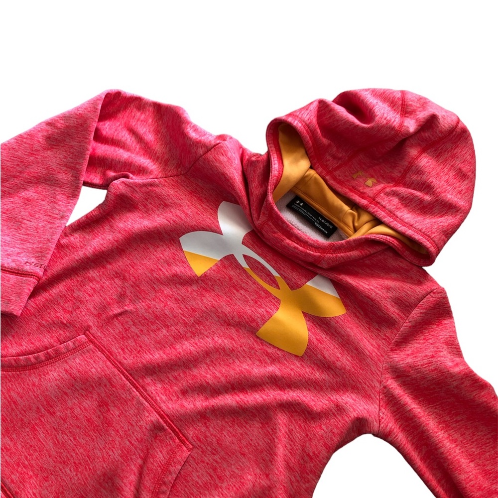 Under Armor hoodies, pink and blue.